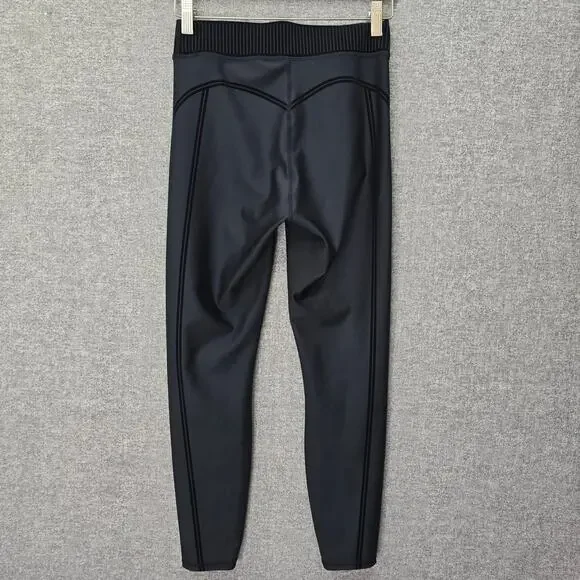 alo YOGA AIRLIFT HIGH-WAIST BLACK LEGGINGS VELVET STRIPE, SIZE S - Picture 2 of 6